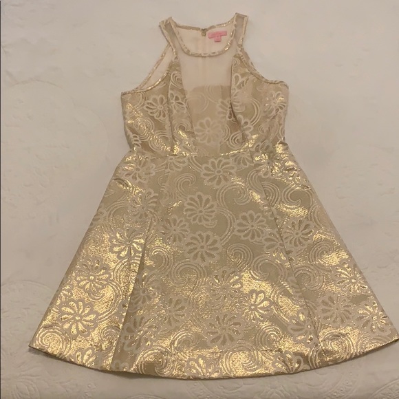 Lilly Pulitzer Gold Elsie Party Dress EEUC - Picture 1 of 5